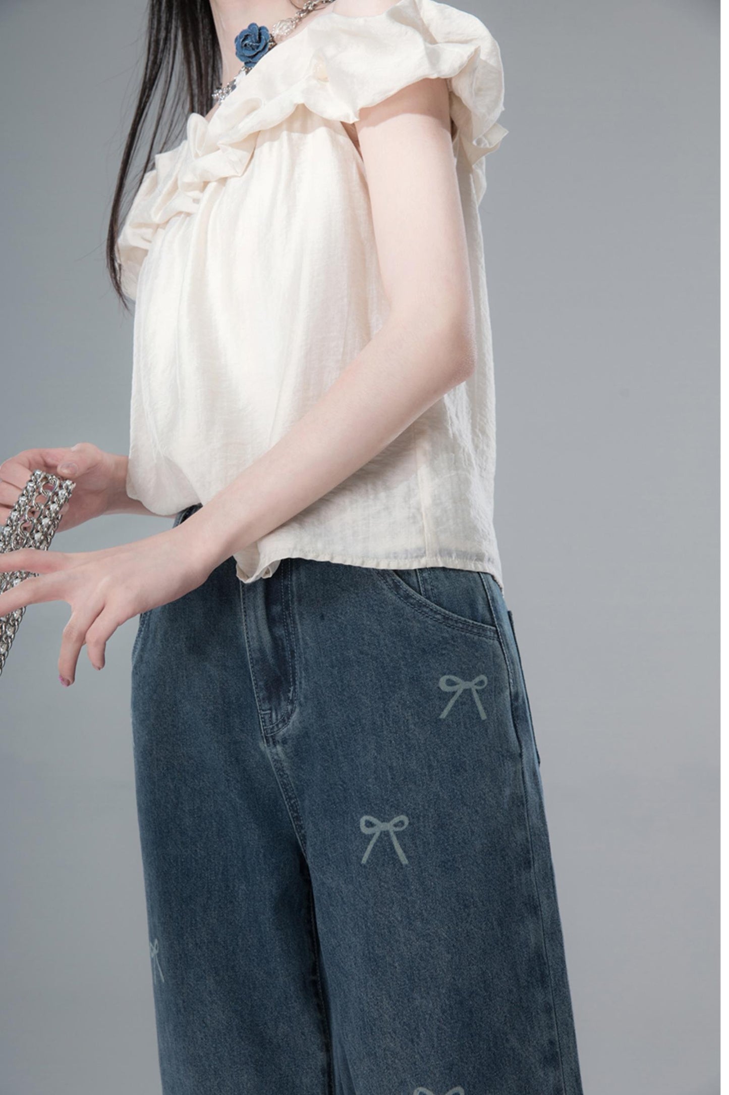 Sea Blue Bow Tie Jeans