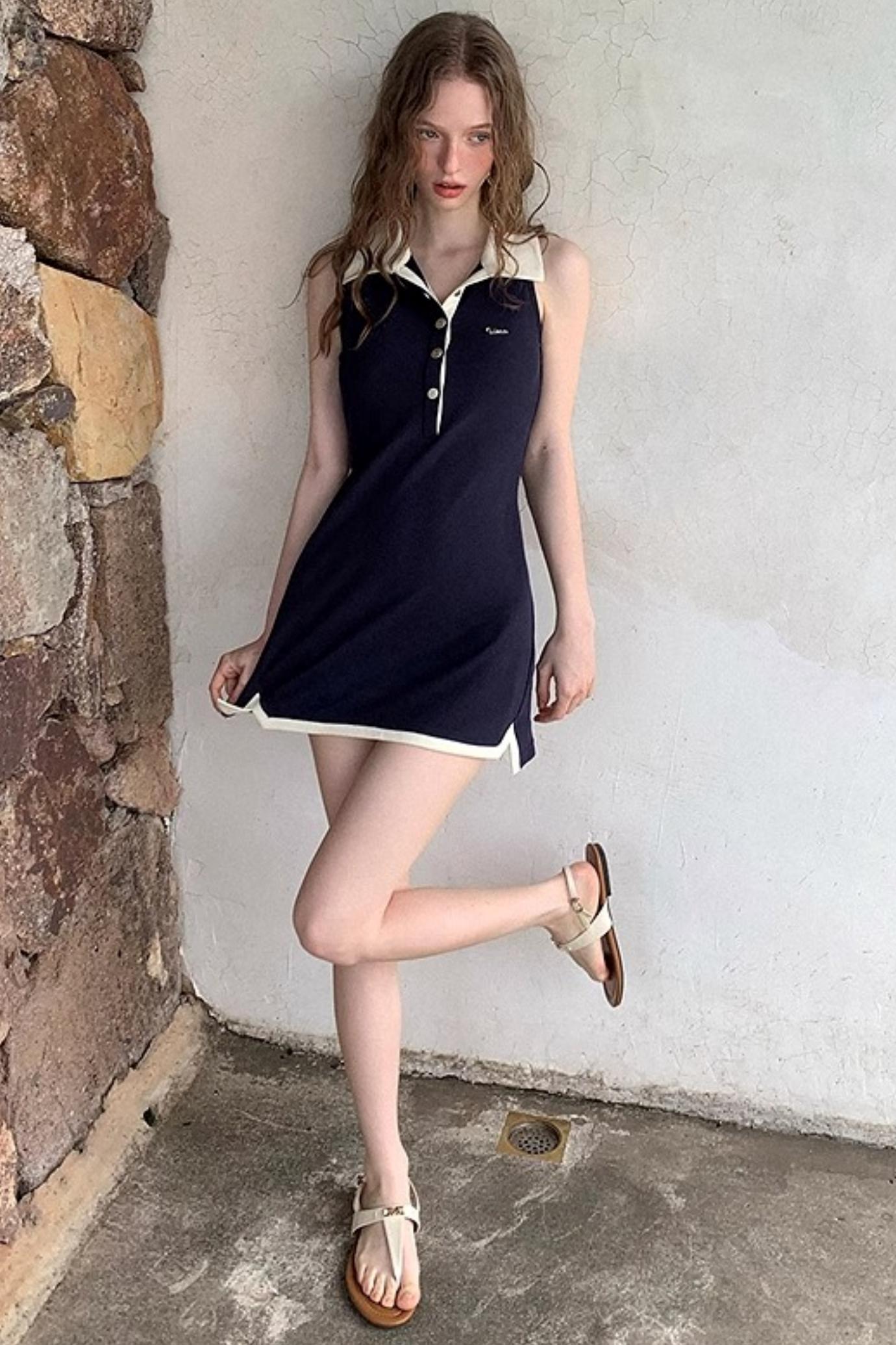 Chiffon Lace Polo Dress