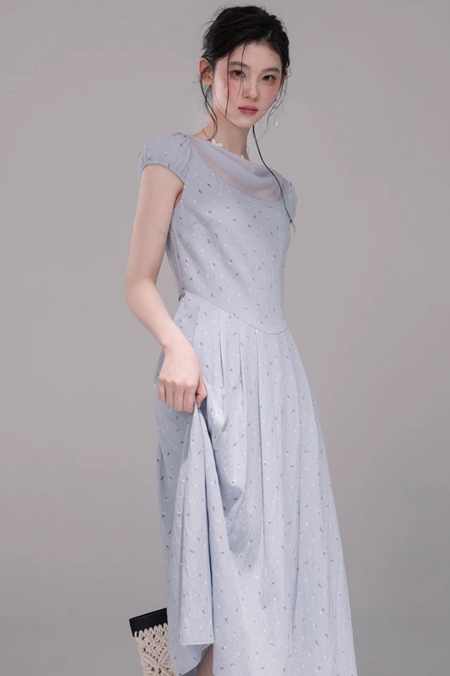 Misty Blue Ruffled Dress