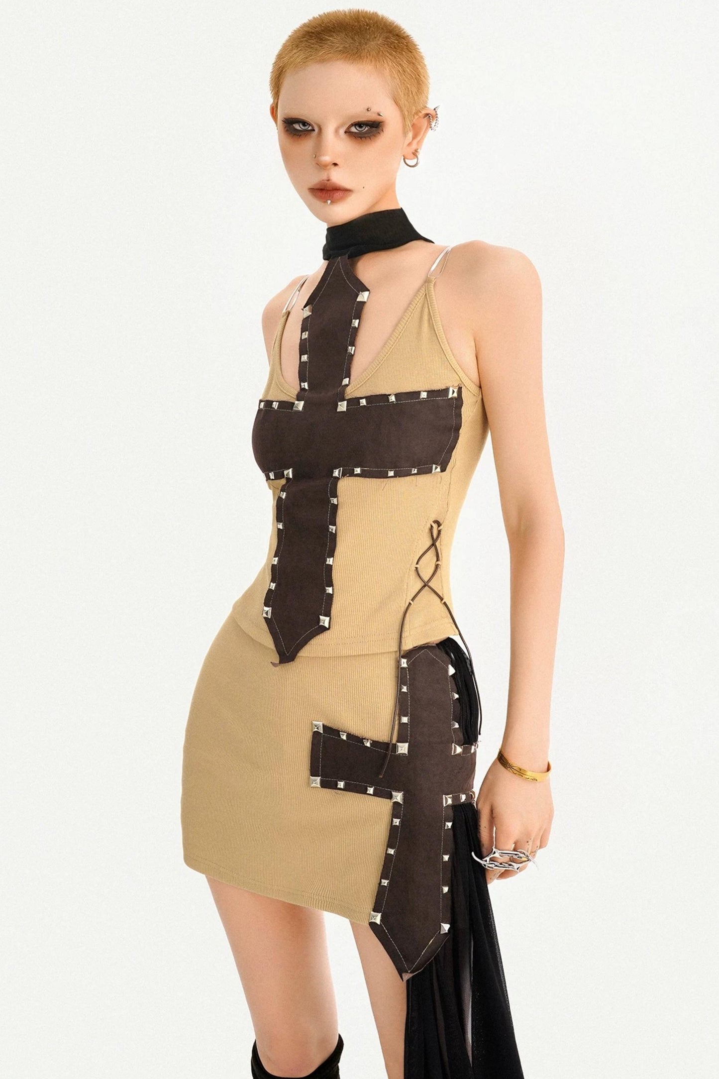 Cross-Stitched Halter Vest Set-Up