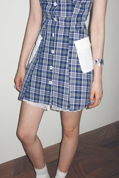 Blue Lace A-Line Dress