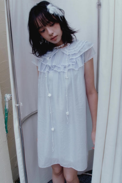 Blue Lace Ruffle Dress