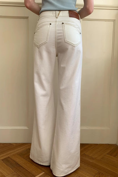 Wide-Leg Denim Pants