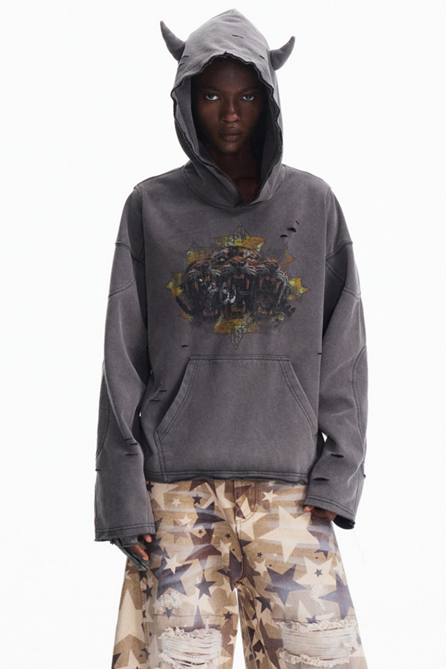 Stir-Fry Grey Hooded Top