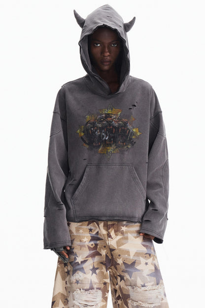 Stir-Fry Grey Hooded Top