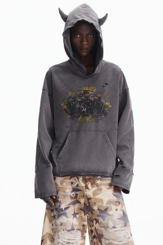 Stir-Fry Grey Hooded Top