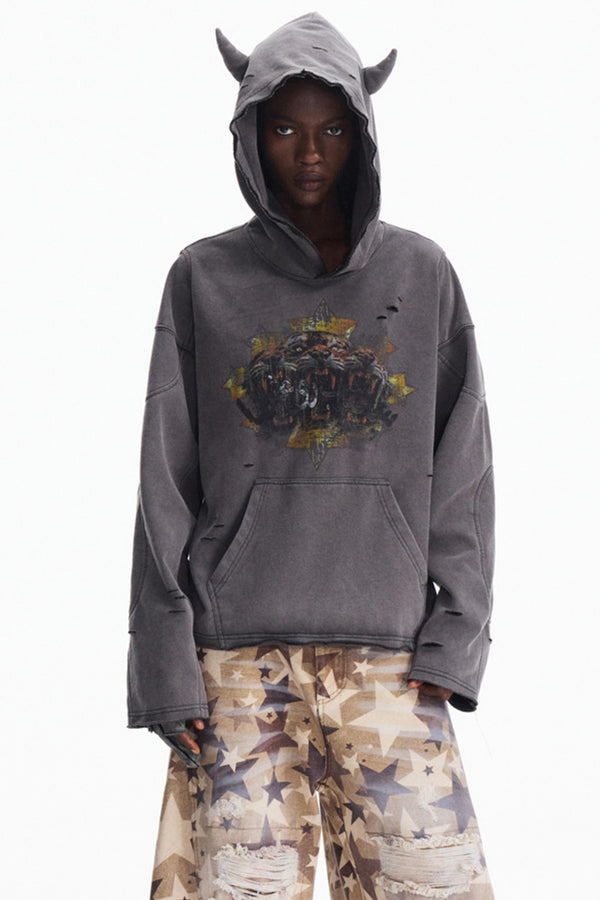 Stir-Fry Grey Hooded Top