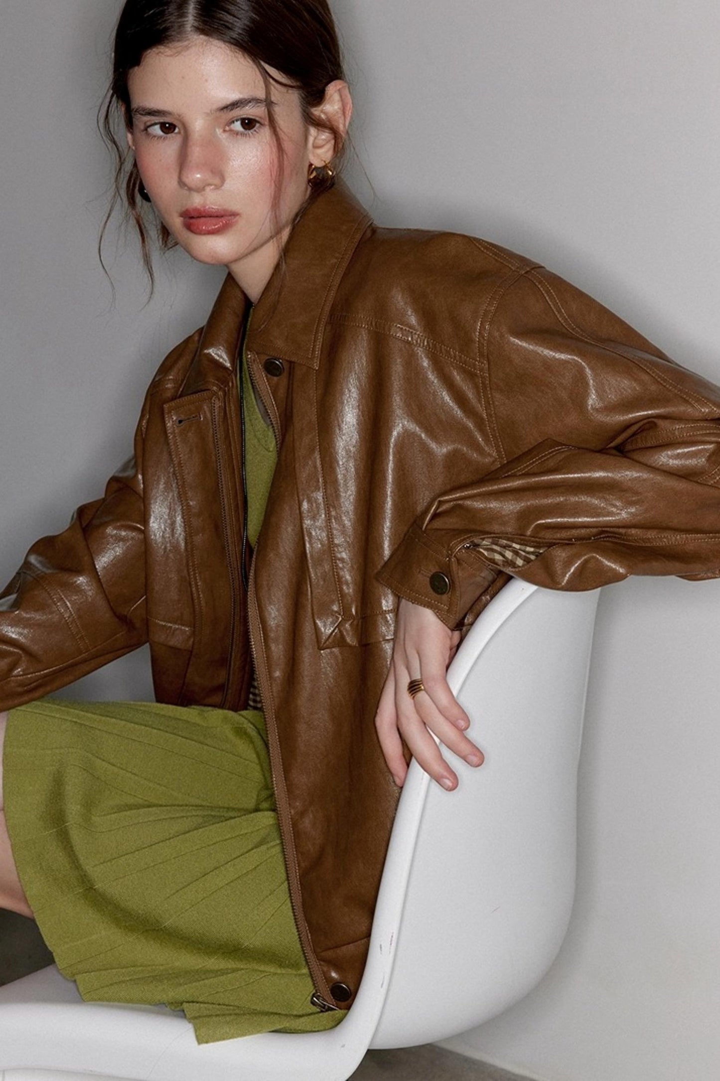 Casual Silhouette Biker Style Jacket