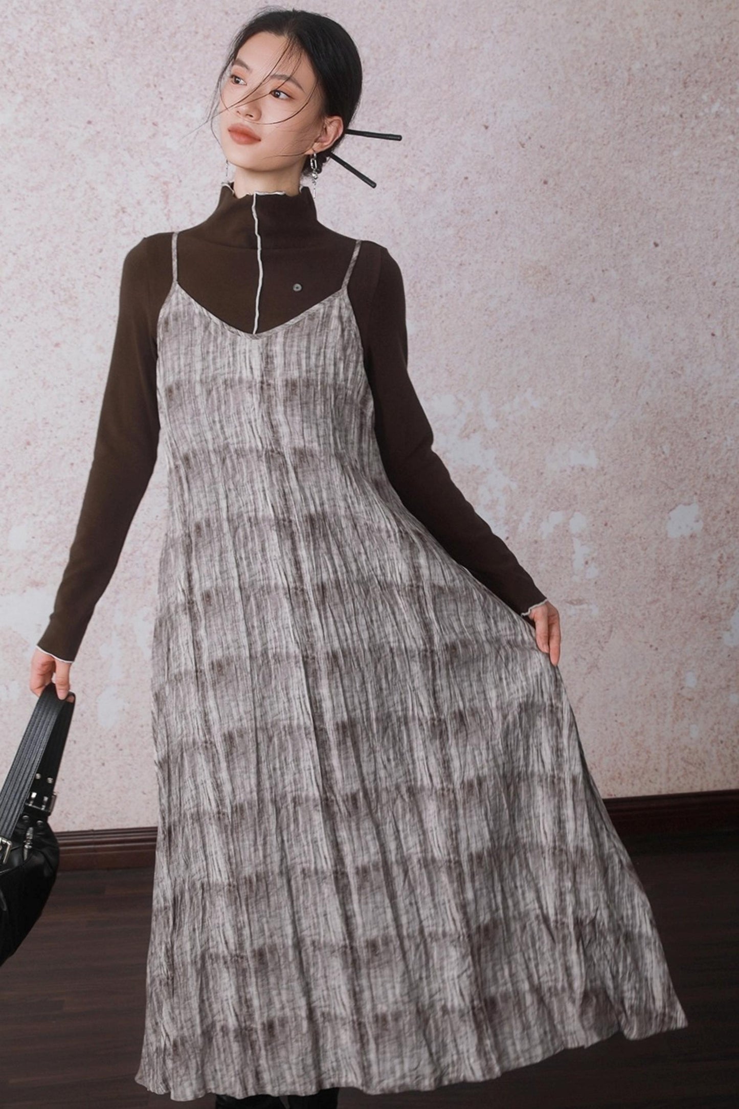 Velvet Tie-Dye Print A-Line Sundress