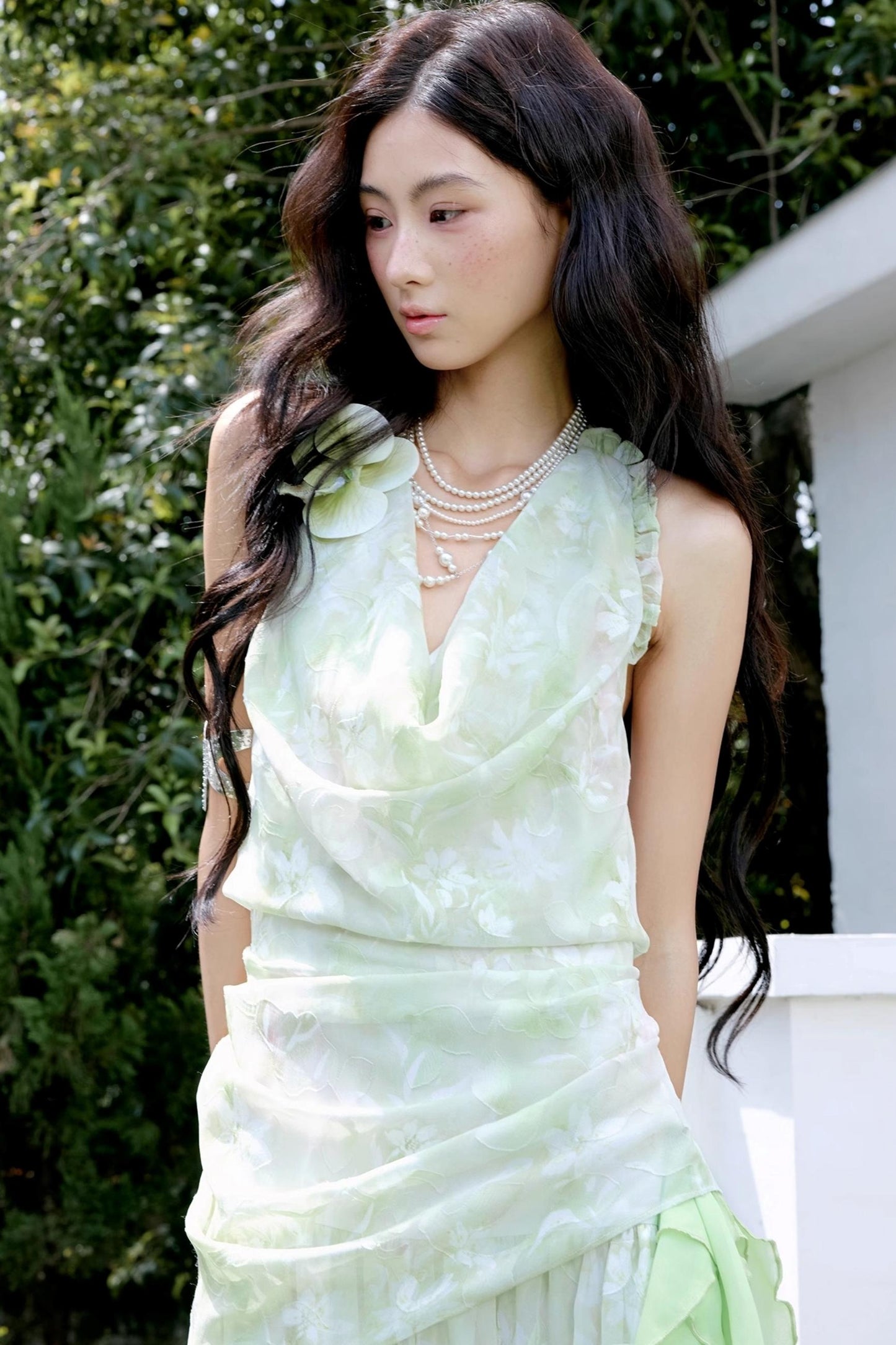 Original Green Chiffon Halterneck Dress