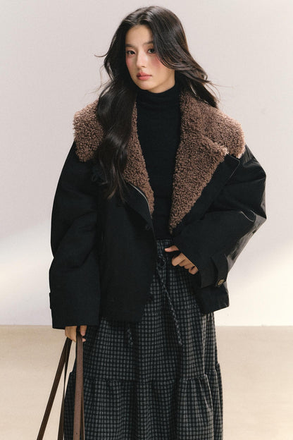Large Fur Collar Wool Coat