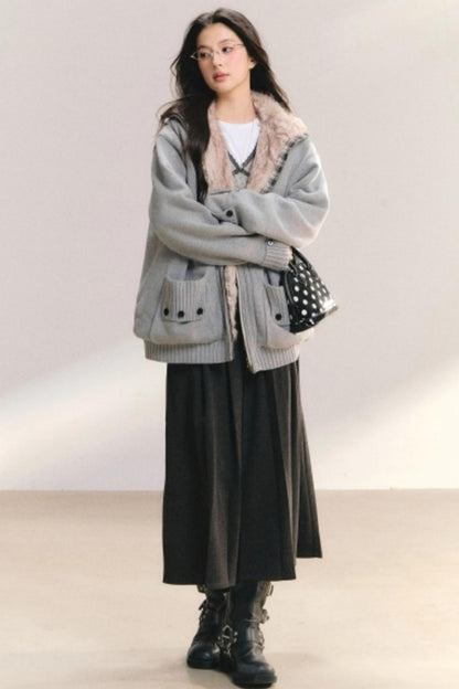 Vintage Woolen A-Line Skirt