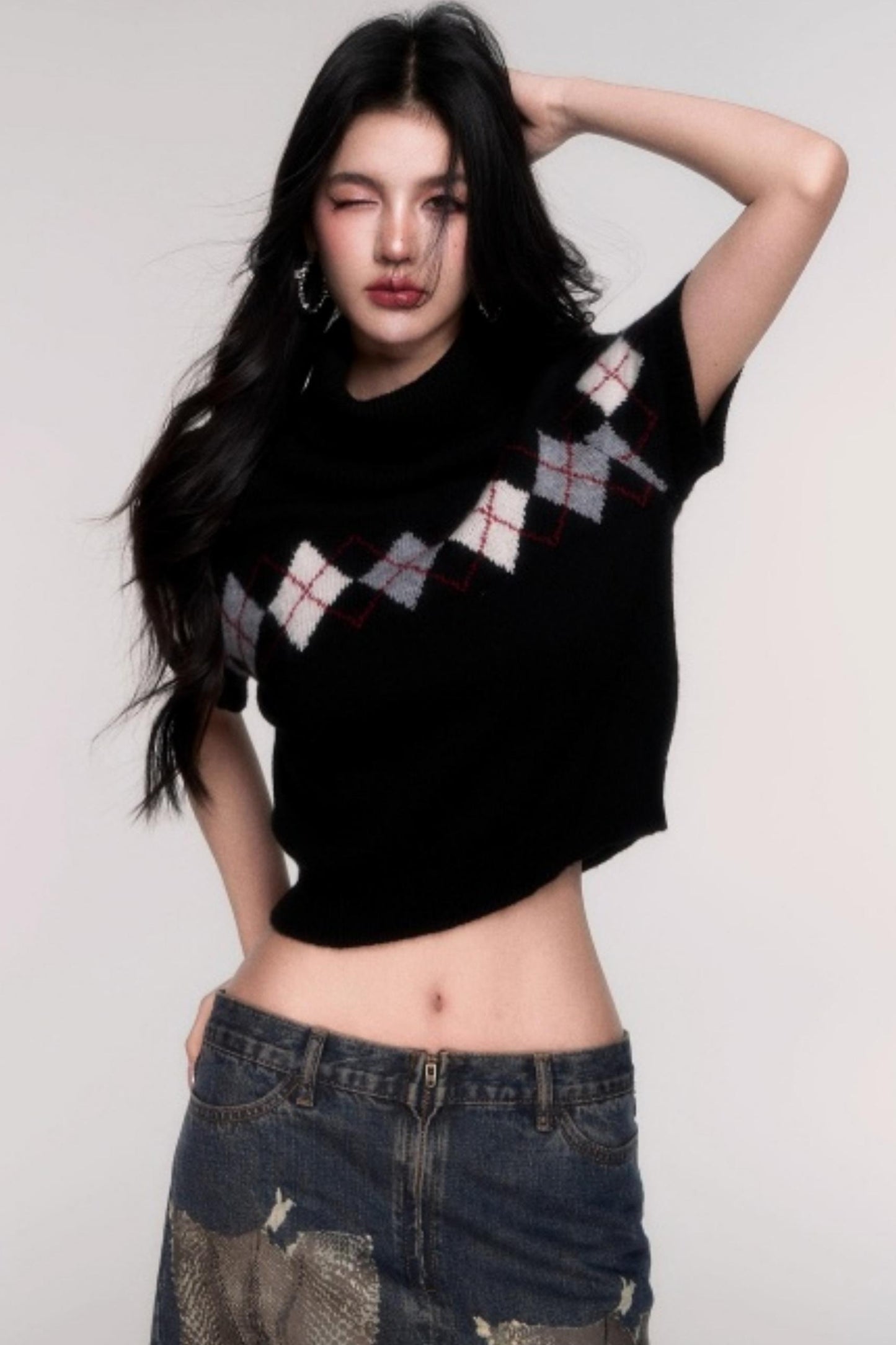 High Neck Short Sleeve Sweater