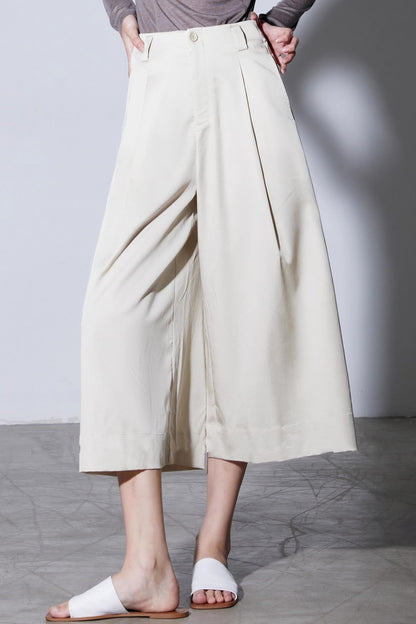 Cool Tencel High-waisted Wide-leg Pants