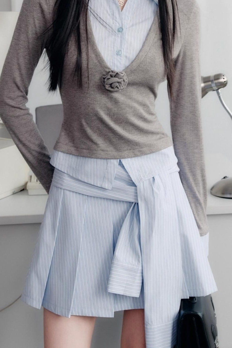 Blue Patchwork Shirt Set-Up