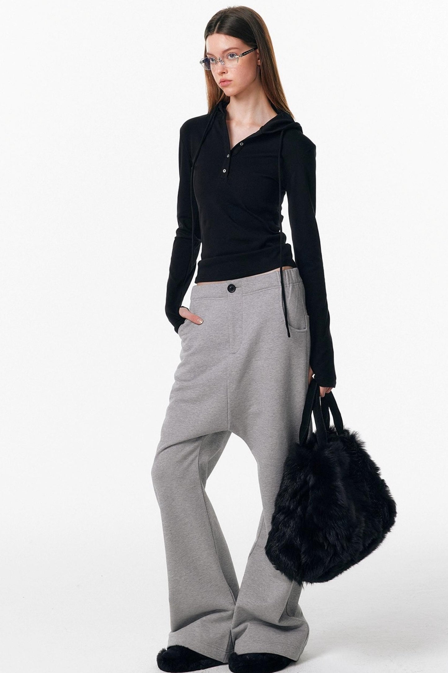 Drawstring Hooded Stretchy Top