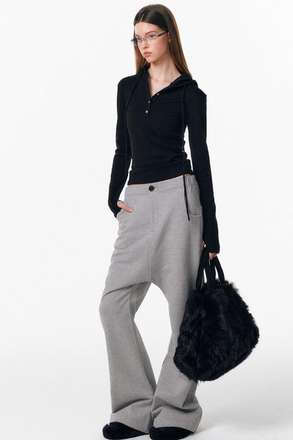 Drawstring Hooded Stretchy Top