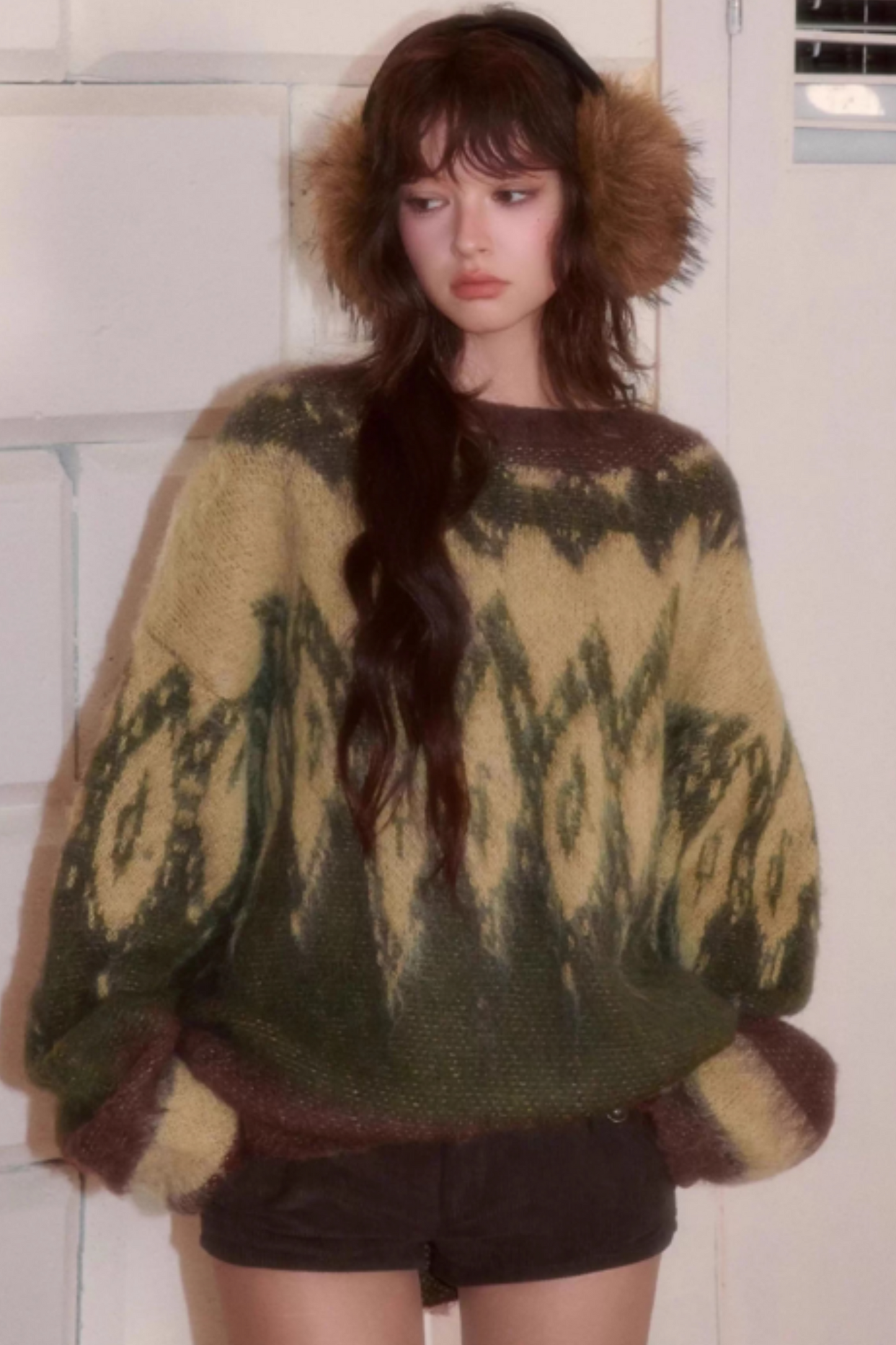 Retro Contrast Jacquard Loose Sweater