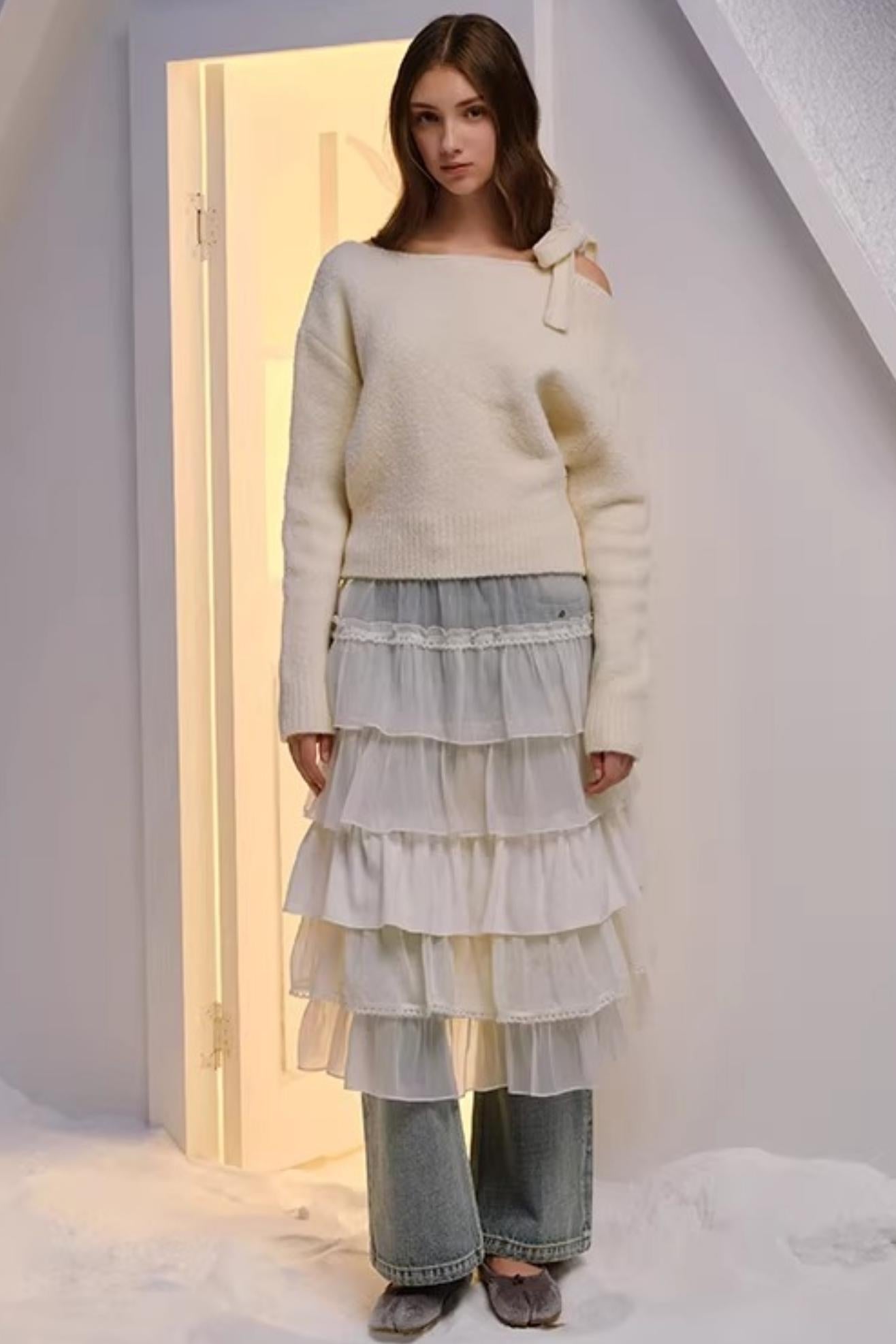 Hand-Dyed French Ruffled Skirt