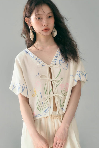 Linen Tie-Top and Pants Set-Up