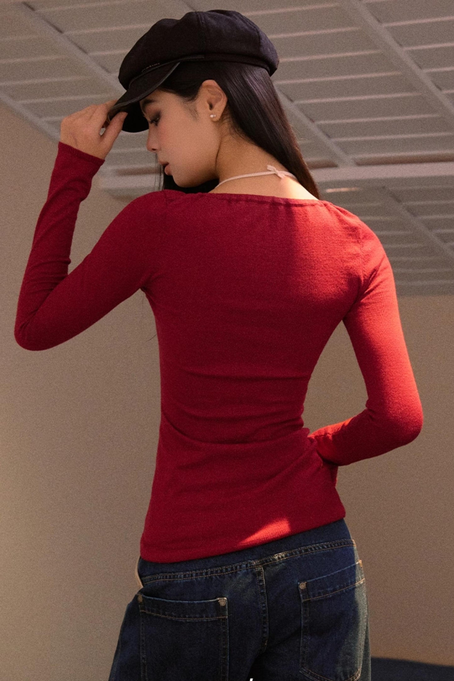 Color-Block Halter Knit Sweater