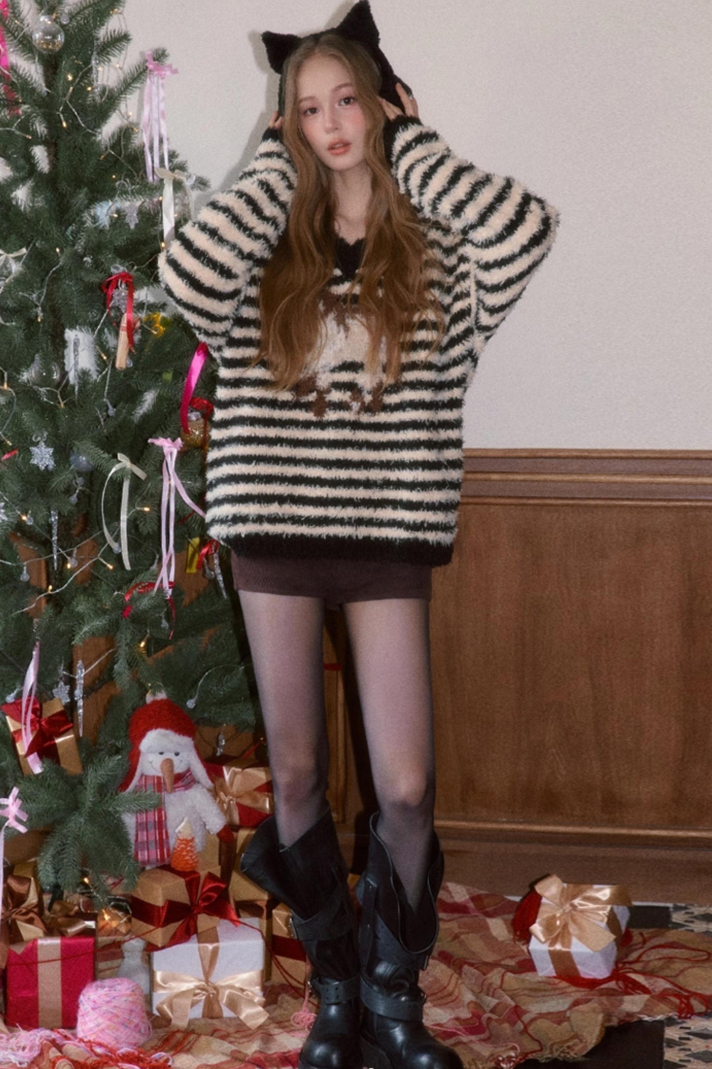 Sweet Striped V-Neck Sweater