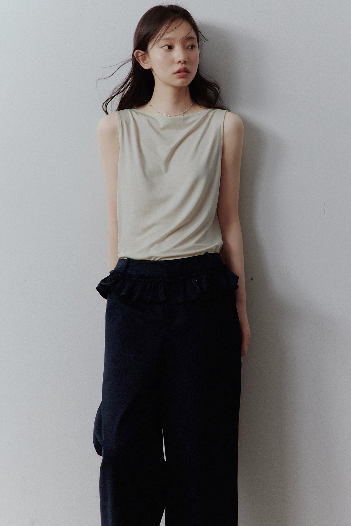Plush Blue Layered Cotton Trousers