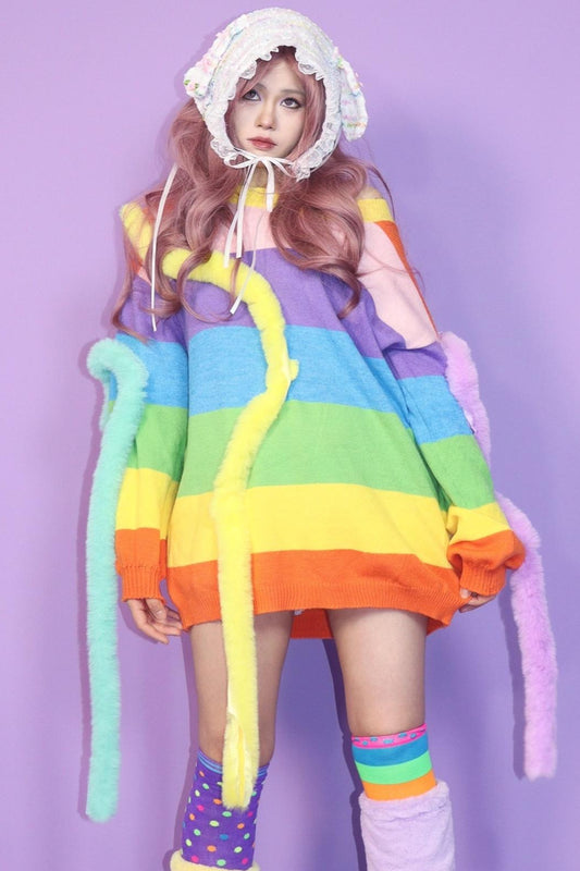 Rainbow Striped Knitted Jumper