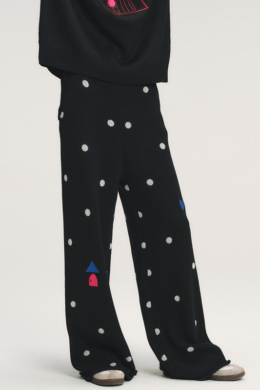 Pantalon en maille à pois colorés