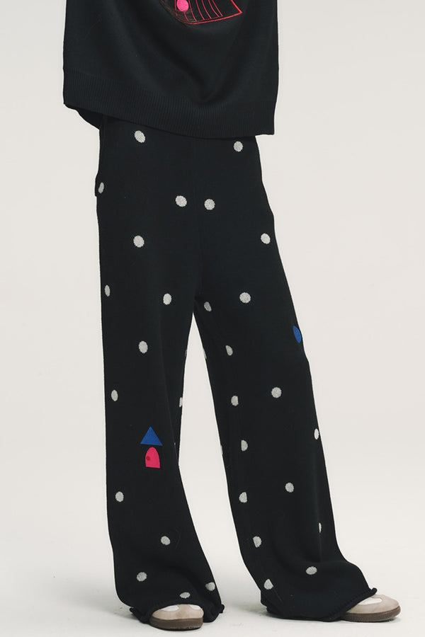 Colorful Polka Dot Knit Pants