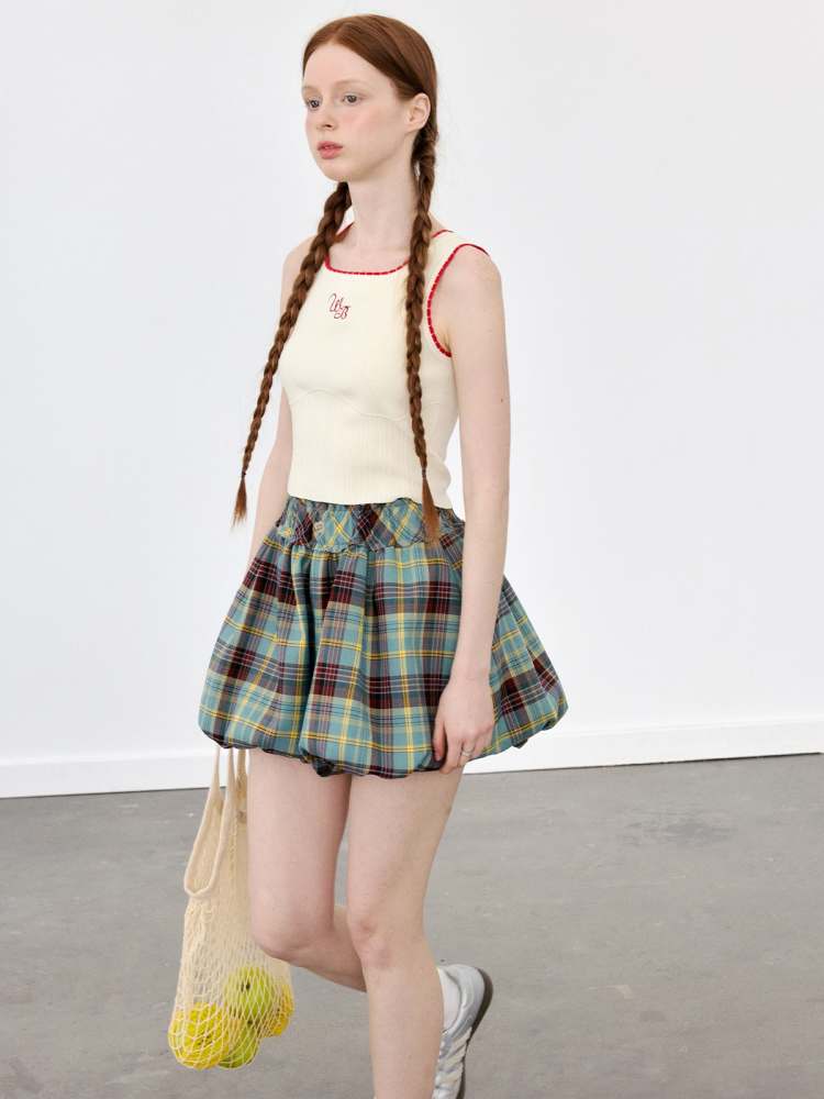 Campus Girl Style Plaid Bud Culottes