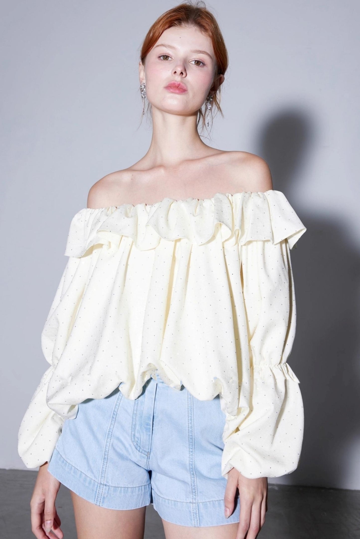 French Diamond Lantern Sleeve Shirt