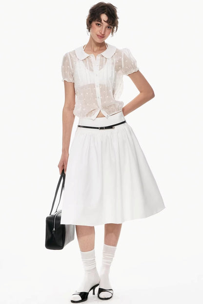 Lyocell Jacquard Doll Collar Blouse