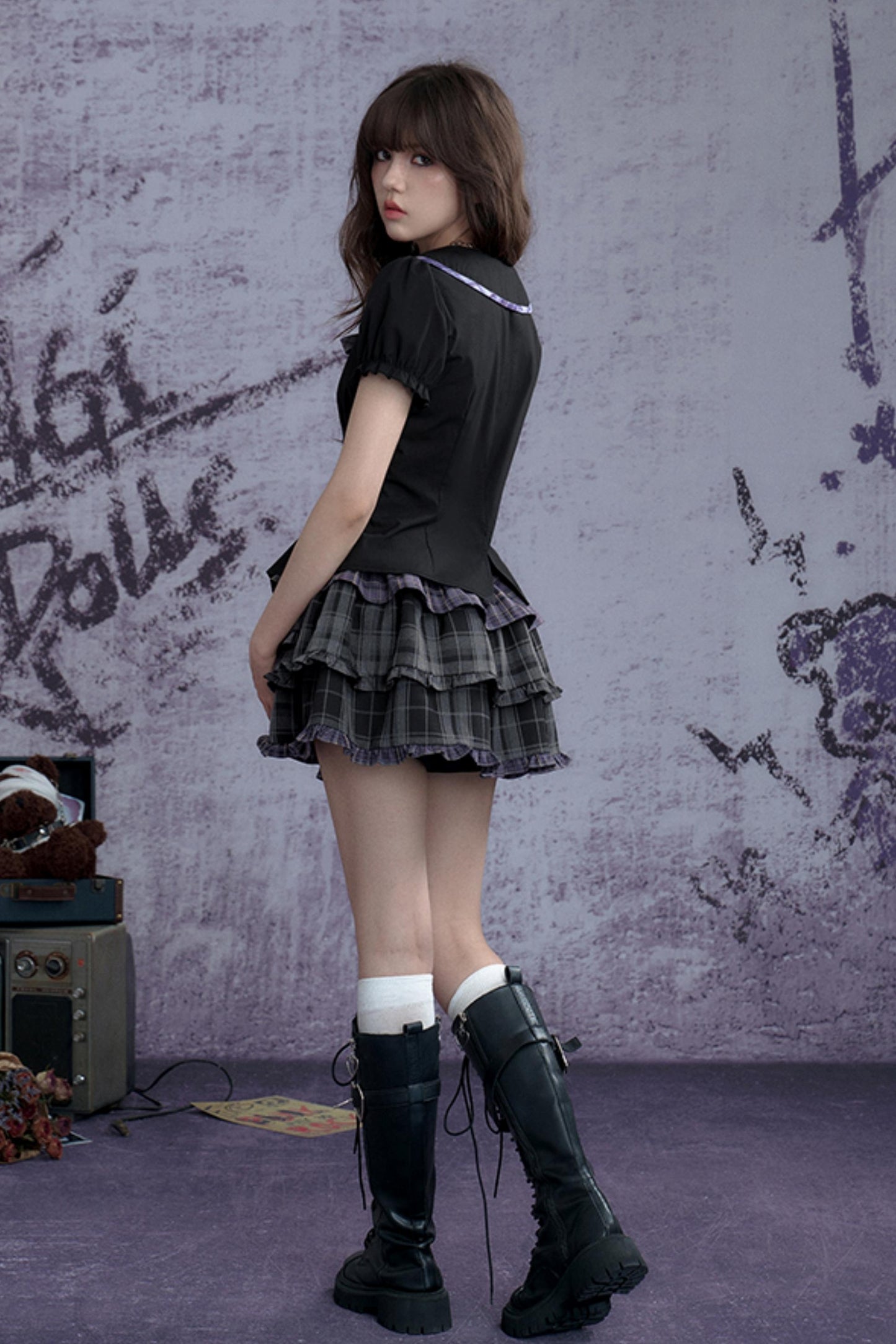 Checkered Power Play Black Top