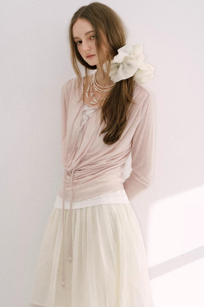 Nude Pink Lyocell Blouse Set-Up