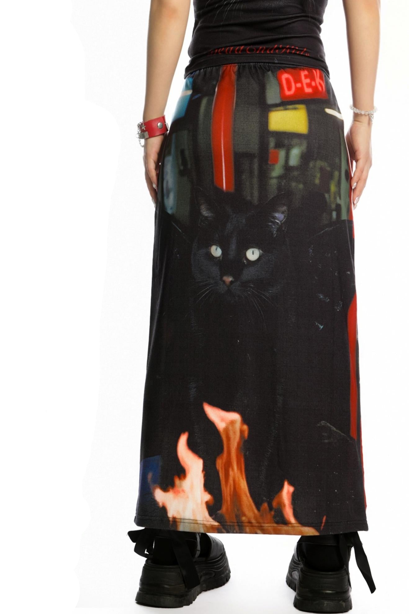 Reversible Print Stretch Casual Maxi Skirt