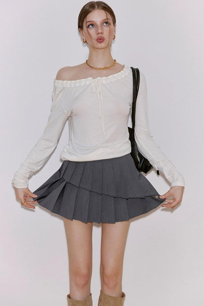 Irregular Hem A-Line Pleated Skirt