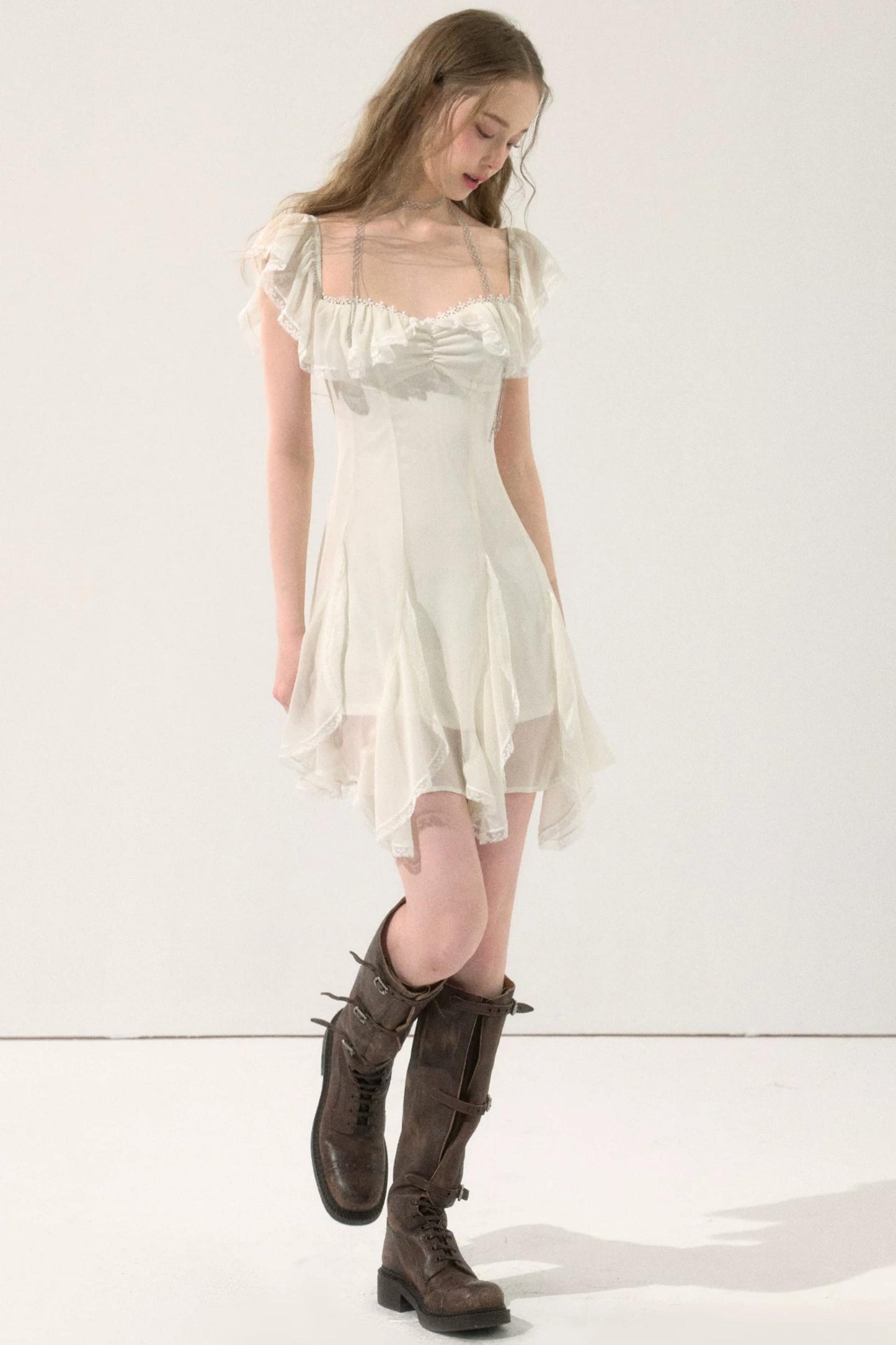 Fairy-Like Ruffled Lace Dress