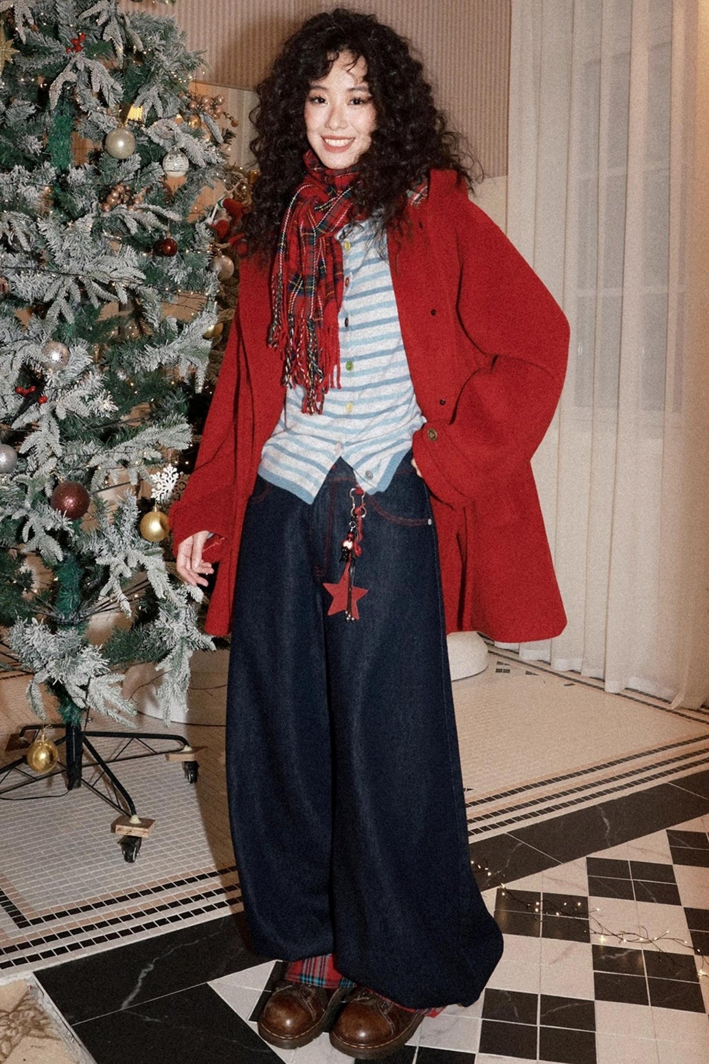 Patchwork Retro Denim Pants Set-Up