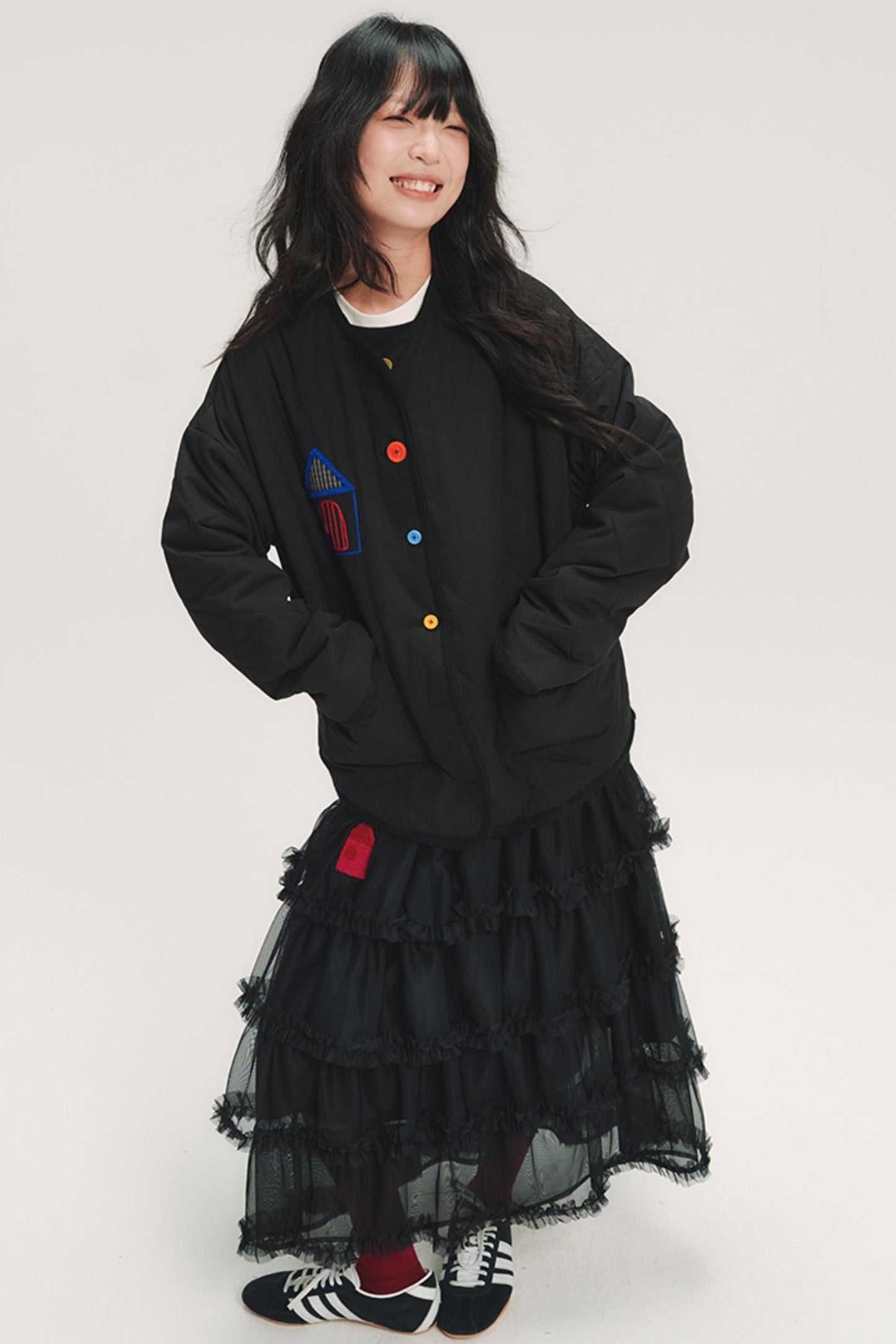 Color Block Embroidered Cotton Jacket