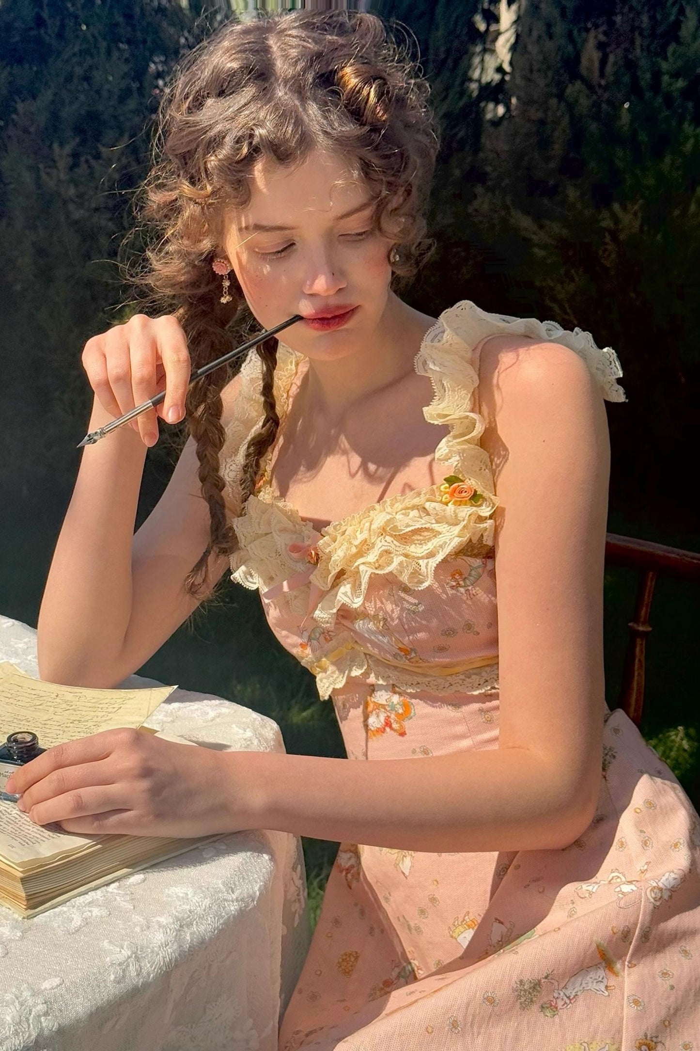 Rose Metallic Drop Earrings