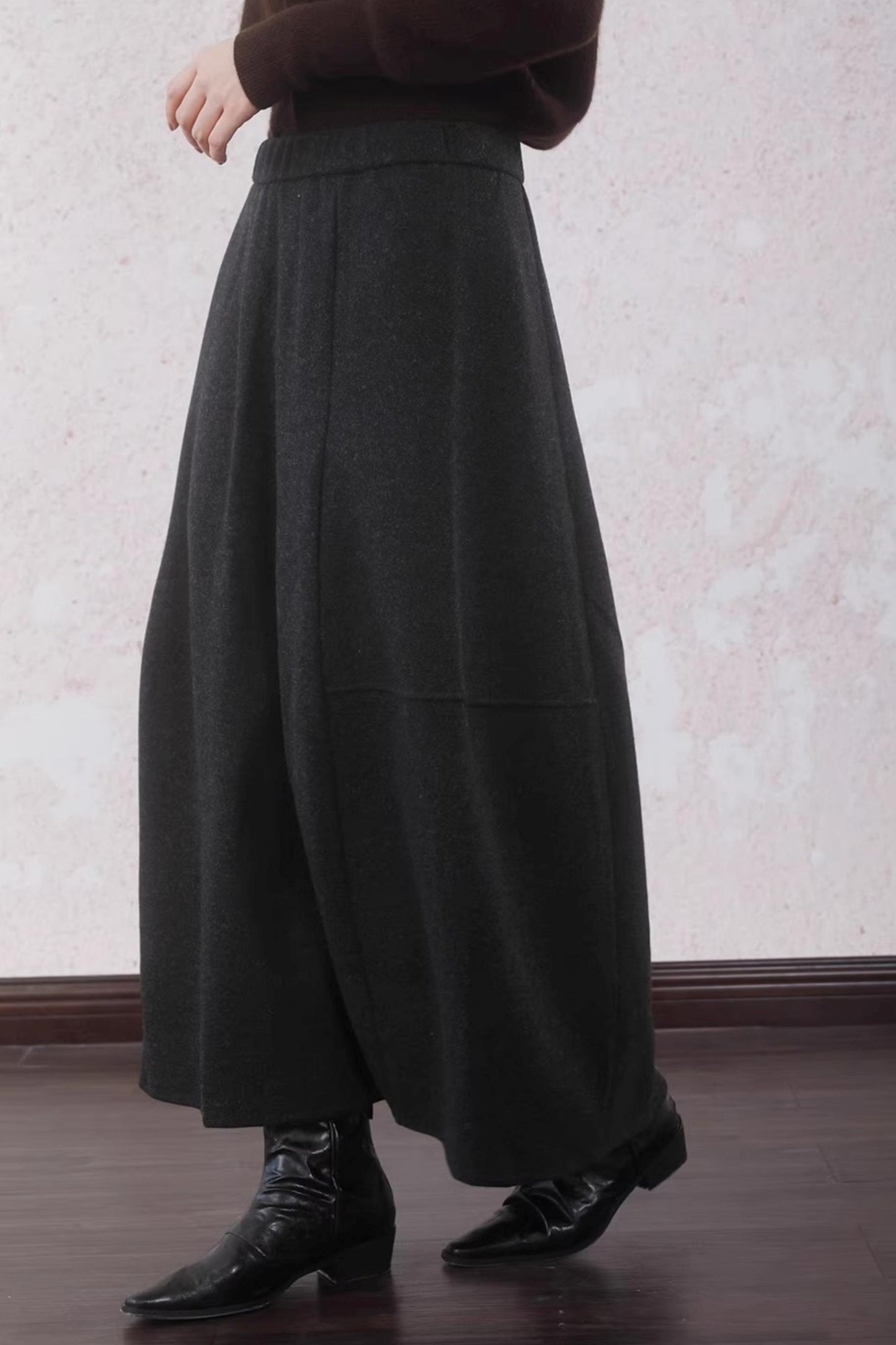 Gray Faux Tweed Warm Bud Skirt