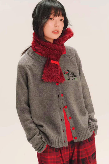 Pony Embroidered Wool Cardigan