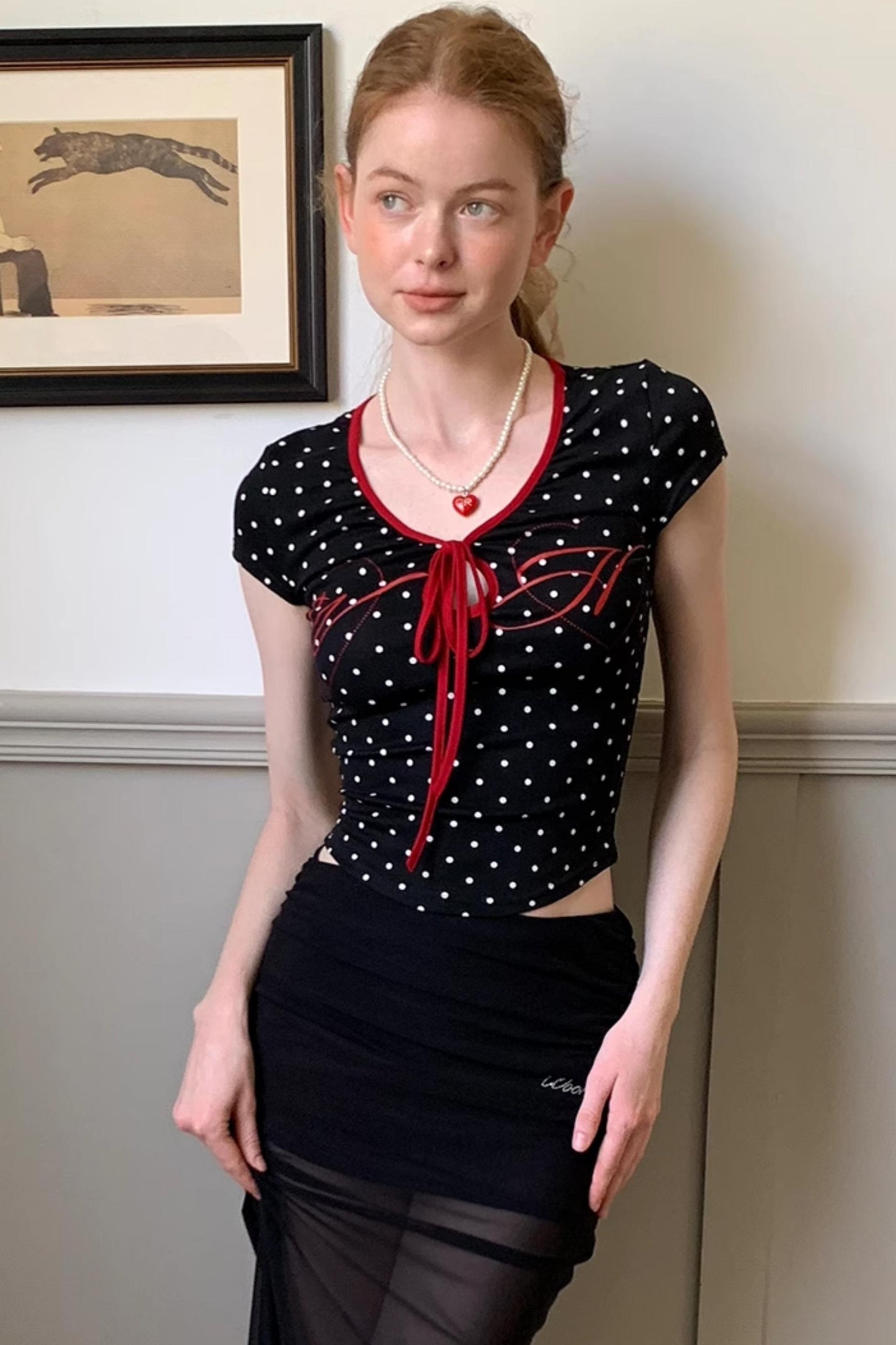 Summer Polka Dot V-Neck Tee