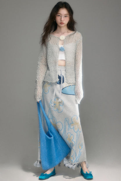 Flying Bird Print Skirt