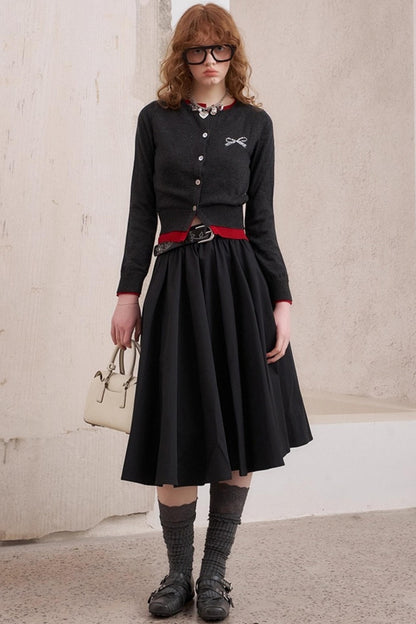 Elegant Pleated Midi Length Skirt