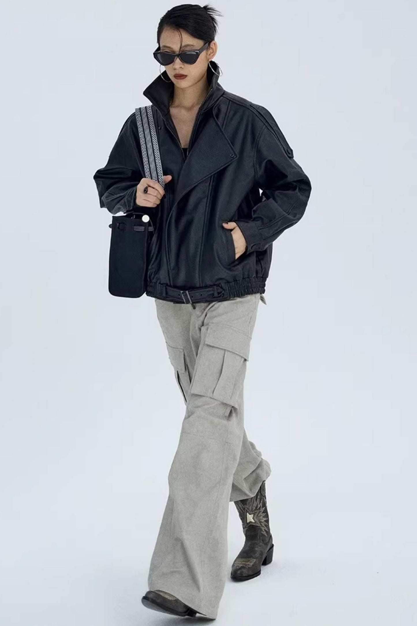 Retro Lychee Pattern Leather Jacket