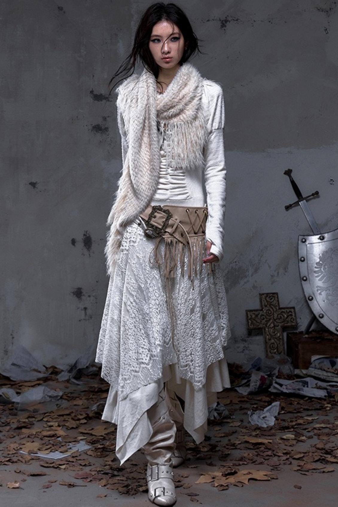 Vintage Fringe Triangle Scarf