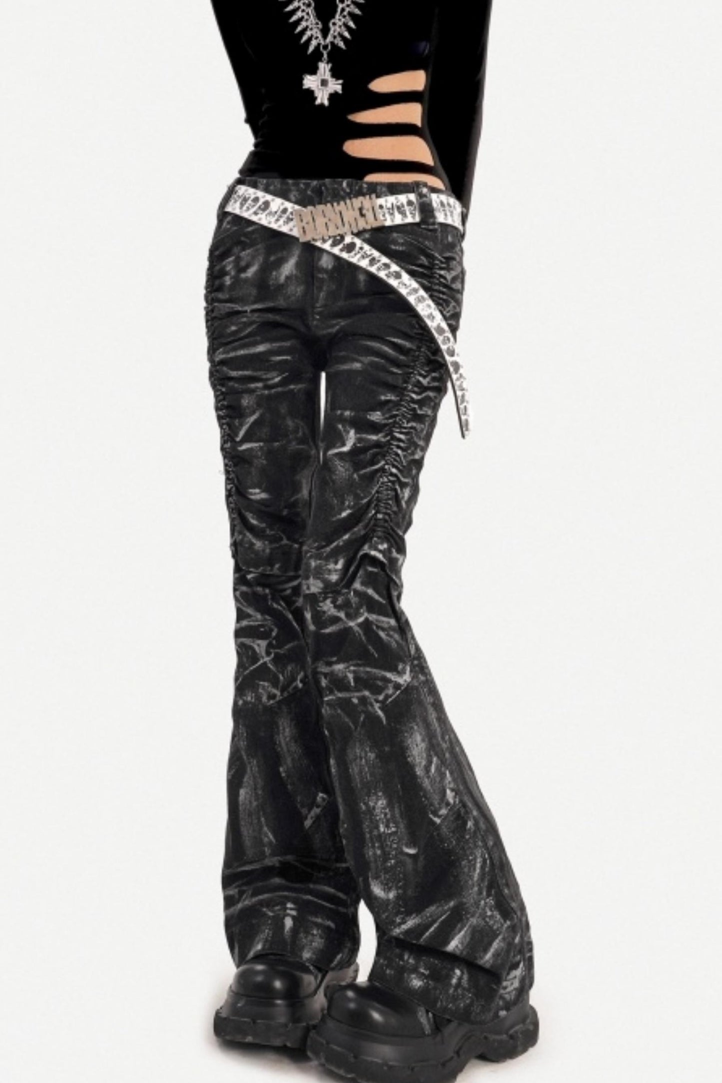 Deconstructed Black Denim Pants