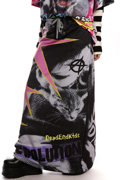 Punk Retro Printed Sweatshirt Skirt